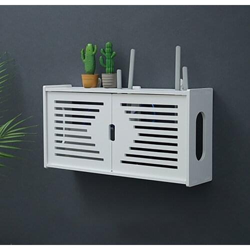 Portable Wireless Wifi Router Storage Box PVC Panel Shelf Wall Hanging Plug Board Bracket Cable Storage Organizer Home Decor