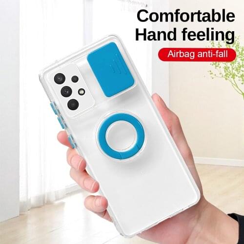 Armor Ring Holder Camera Protection Case for Samsung Galaxy A02 A12 A22 A32 A42 A52 A72 A82 5G A51 A71 A31 A21S Clear Soft Cover
