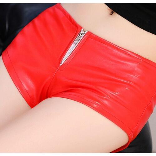 Lady sexy night bar club shorts women golden silver mini imitation leather short pants solid bright low waist short capirs