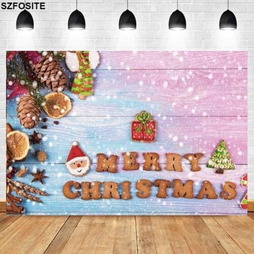 Winter Snow Colour Wood Planks Merry Christmas Background Family Festival Decoration Photography Studio Photo Kid Vinyl Backdrop