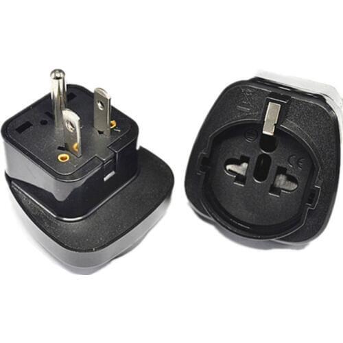 1PC black 3 pin American US socket adaptor Embedded Swiss Italy EU German USA american flat plug adapter converter plug