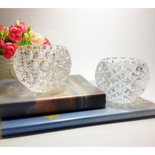 10PCS Glass candlestick wedding decorations size about 8*6cm Wedding candle holders Glass Candle Lantern Holders WQ38