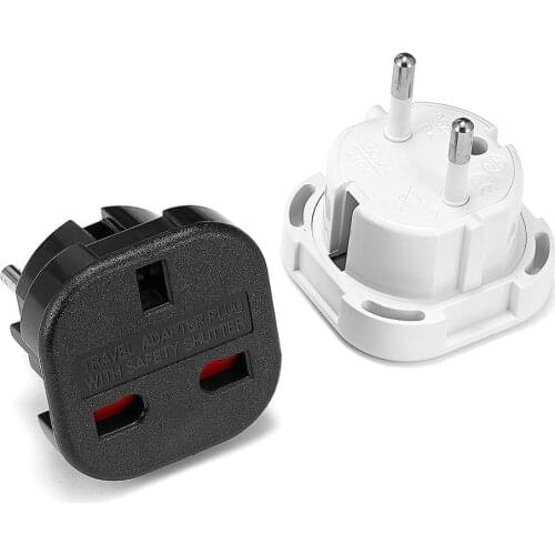 1000pcs European EU Plug Adapter British UK To EU Euro Adapter Electric Plug Converter Power Adapter Wall Charger Socket Outlet