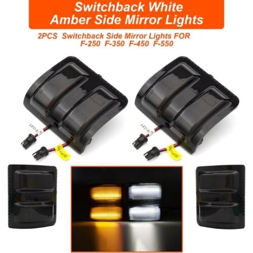 2Pcs LED Switchback Side Mirror Marker Running & Turn Signal Light Flowing Side Mirror Lights For 08-16 F250 F350 F450 F550