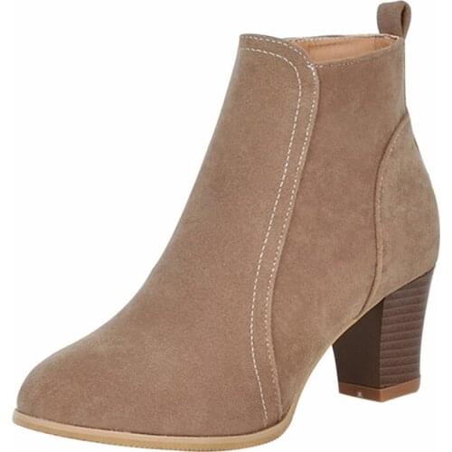 2020Women Ankle Boot 2020 Fashion Suede Leather Boots High Heel Ladies Shoes Ankle Boots Women Shoes woman shoes