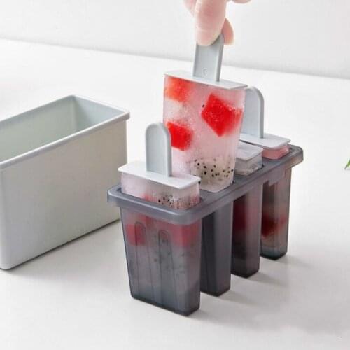 4 Grid DIY Popsicle Classic Ice Cream Mold Tray Frozen Ice Cube Lolly Mould Kitchen Ice Cream Cooking Tools Popsicle Molds