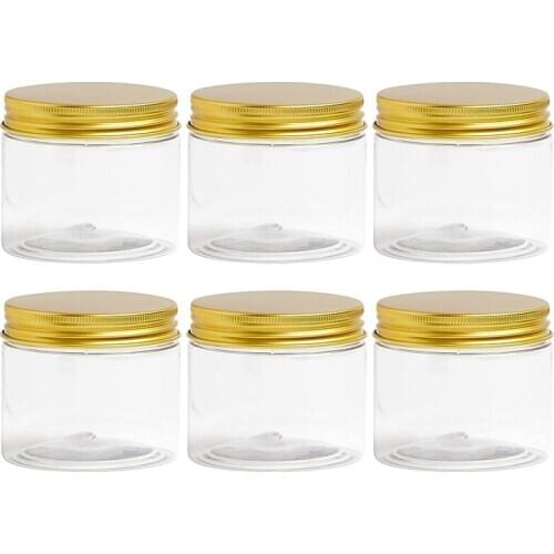 6Pcs Plastic Jar with Lid, Transparent Jar with Lid, Plastic Mason Jar, Cosmetic Storage Container, Slime Storage Jar