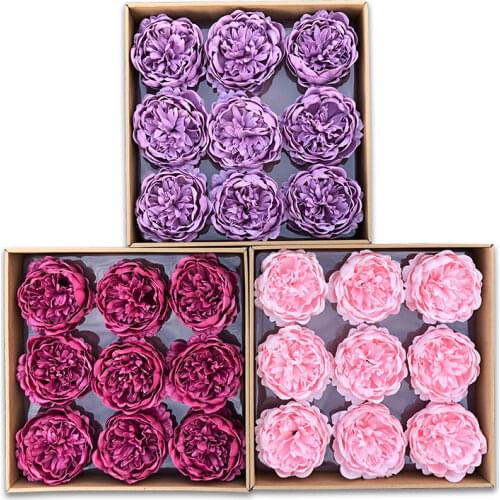 9Pcs Artificial Flowers Peony Soap Flowers Head Eternal Flowers Bouquet Wedding Valentine Mothers Day DIY Bouquet Material