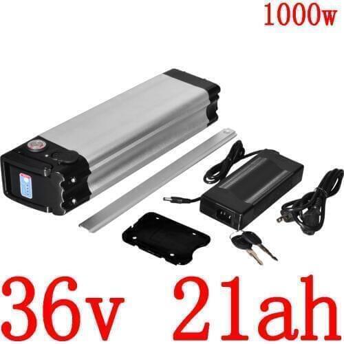 1000W 36V 20AH Electric Bike Bicycle Battery Pack 500W 36 V 10AH 13AH 15AH silver fish lithium 18650 bateria With 42V 2A Charger