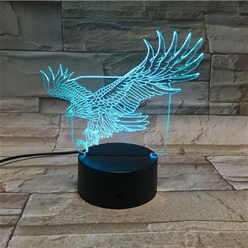 Acrylic 3D Illusion Night Light LED Eagle Bedside Table Lamp USB Nightlight Smart Phone Control Baby Room Decor Birthday Gift