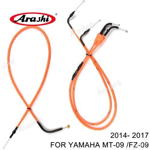 Arashi Motorcycle Accessories Throttle & Clutch Cables Stainless Lines Wires for YAMAHA MT09 FZ09 2014 2015 2016 2017 1 Set
