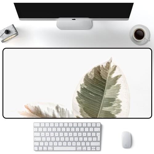 Green leaf white Mouse Pad Large Solid Color Pads MousePad 900x400mm Gamer Accessories office desk mats Computer mat for desktop