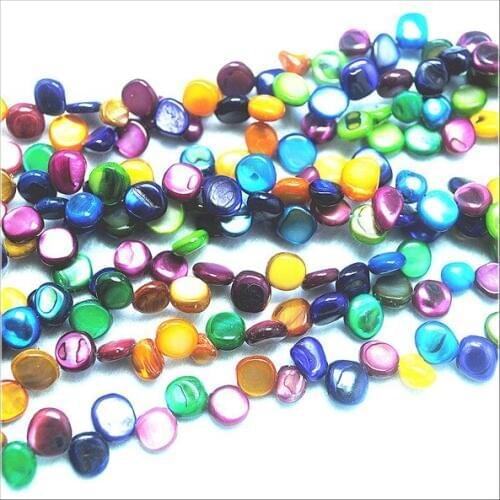 1 strings natural shell chips shell beads mother of pearl multi colors mixed 38cm length top drilled of beads accessories