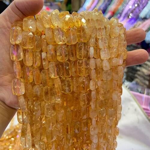 Natural Yellow Citrines Beads Faceted Rectangle DIY Loose Quartz Beads For Jewelry Making Beads Accessories necklace Earring