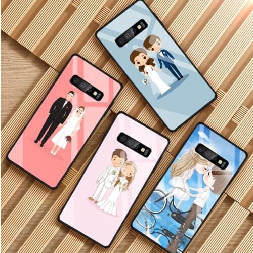 Wedding Bride and groom Tempered Glass Phone Case For Samsung Galaxy S8 S9 S10 S20 PLUS J6 J8 2018 NOTE 8 9 10 Cover Shell
