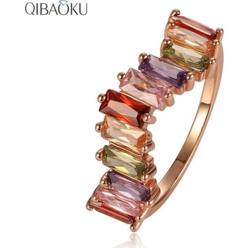 Colored Zircon Rhinestone Ring W-shaped Design Ring for Women Wedding Rings Creative Jewelry Engagement Ring