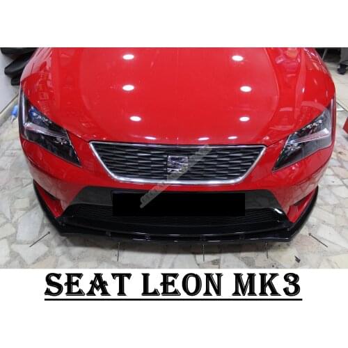 For Seat Leon MK3 Front Bumper Attachment Lip 2012-2020 Piano Glossy Black Splitter Diffuser Universal Spoiler Bumper