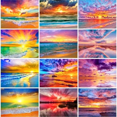 EverShine DIY Diamond Embroidery Sea Handmade Hobby Rhinestones Mosaic Art Painting Sunset Cross Stitch New Arrivals Home Decor