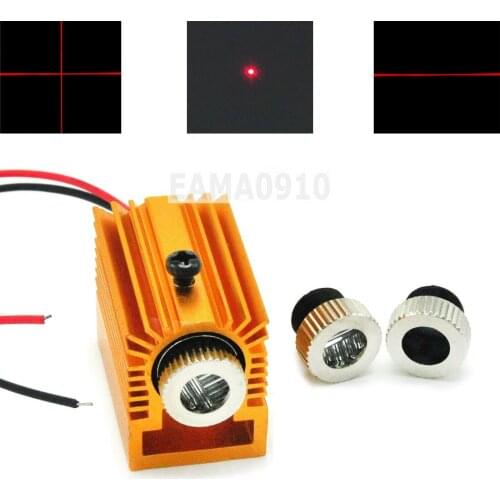 Focusable 30mW 650nm Dot/Line/Cross 3 in1 Red Laser Diode Module w/12mm Heatsink