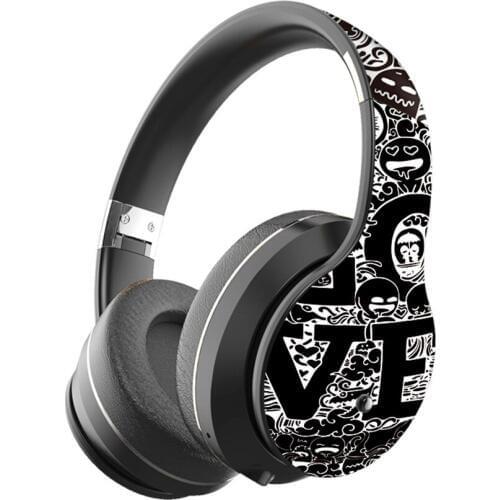 Graffiti HIFI stereo Wireless Bluetooth Headphones 3D Stereo Earphone With Mic Headset Support TF Card FM Mode Audio Jack