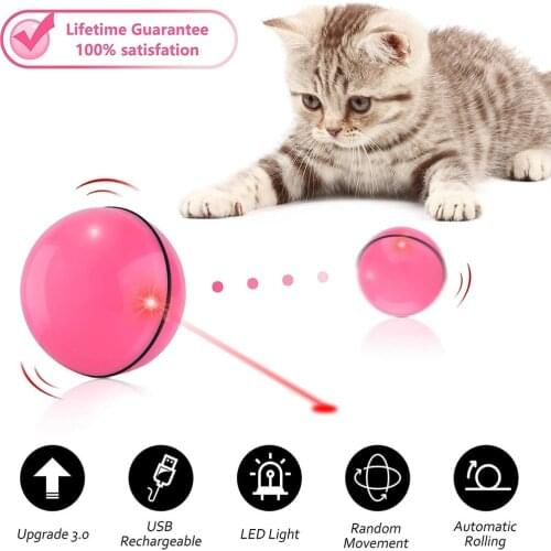 Interactive Cat Toys for Indoor Cat,Upgraded Version Self Rotating Electronic USB Rechargeable Toy Ball with Build-in LED Light