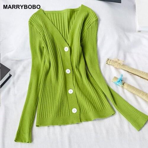 Korean Women Knitted Sweaters Casual Long Sleeve V-Neck Cardigan Tops 2021 Vintage Single Breasted Outwear Jacket Coats