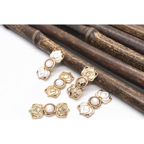 2/4/10 Pcs Classical Lotus Metal Bead Buckle DIY Crafts Retro Cheongsam Hanfu Dress Button Buckle Clothing Sewing Accessories