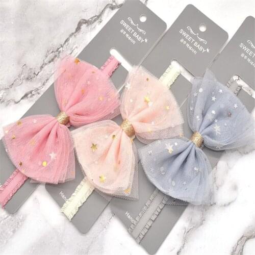 Princess Lace Hair Clips Knot Hair Bows Fashion Kids Headwea Bling Stars Hairpins For Girls Glitter Knot Hair Accessories