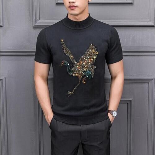 Hot drill Cashmere Warm Soft High Quality Fashion Man Knitted Pullover Winter O-Neck Short Sleeve Men Sweater