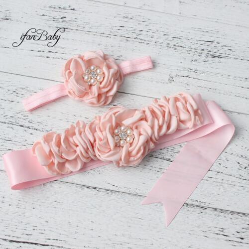Fashion Belt ,flower Sash,Girl Woman Sash Belt Wedding Sashes matching burned fabric flower headband 1 SET 5colors