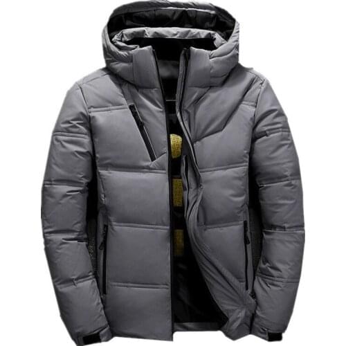 Mens Solid Color All-match Coat Casual Warm White Duck Down Jacket Mens Short Jacket Winter Thick Korean Plus Size Down Jacket