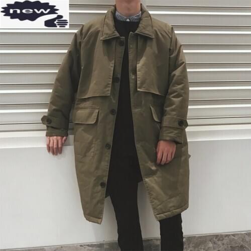 2021 Winter Men Parka Army Green Military Long Jacket Coat Mens Windbreaker Parkas Oversized Warm Youth Loose Fit Clothes