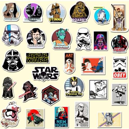 50pcs/set Star Wars Fun Stickers Laptop Guitar Skateboard Suitcase Graffiti Stickers Various Creative Decoration Children Gifts
