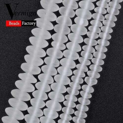 Natural Stones Dull Polished White Crystal Abacus Beads For Jewelry Making 4*6/5*8/6*9mm Spacer Loose Beads Diy Bracelets 15inch