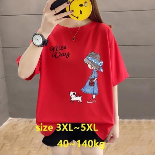 Women Casual T shirt Plus Size 5XL 6XL 7XL 8XL Loose Cotton Cartoon Print Top T-Shirt Daily tee shirt femme