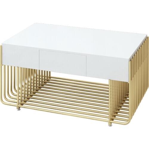 Light luxury iron sofa several modern simple double sides several square Nordic living room rectangular network celebrity drawer