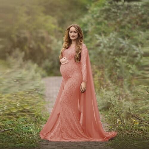Sexy Maternity Photography Prop Maternity Dresses For Photo Shoot Lace Maxi Gown Clothes 2021 Off Shoulder Women Pregnancy Dress
