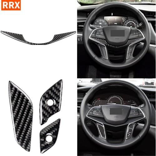 For Cadillac XT5 2016 2017 Carbon Steering Wheel Sticker Buttons Switch Cover Decorative Interior Refit Trim 3D Car Styling