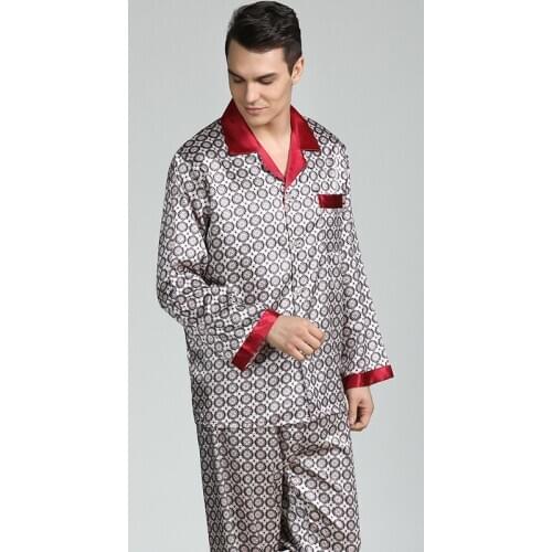 High-quality New Satin Nightwear Sleep Tops Sleepwear Pajama Set For Men 2PCS Home Suit Pants Pyjama Nightgown Plus Size 3XL