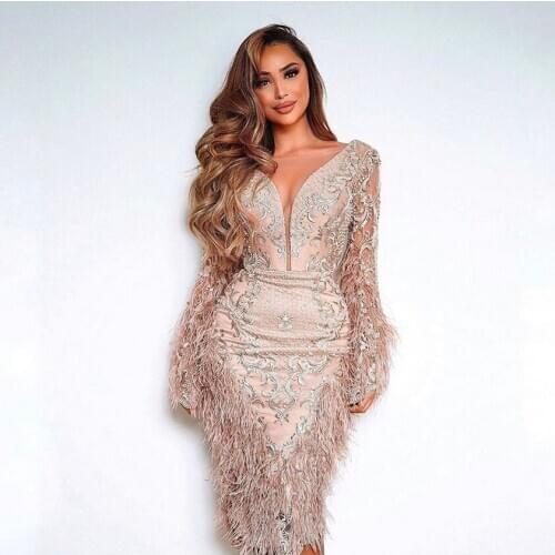 Zann Toh Formal Evening Dresses 2020 Elegant Embroidery Feathers Party Gowns Robe De Soiree