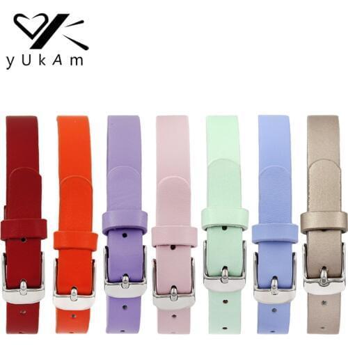 YUKAM Jewelry Keeper Women Red Green Multicolor Genuine Leather Keeper Bracelets Bangles Stainless Steel Buckle for Slide Charms