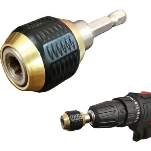 1/4 Inch Keyless Drill Chuck Adapter Self-tighten Electric Drill Bits Collet Chucks 1/4" Hex Shank Quick Change Converter