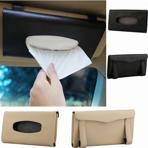 1PC Paper Auto Organizer Accessories Universal Car Sun Visor Tissue Box Holder PU Leather Tissue Box Cover Case Paper Holders