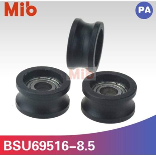 10pcs/lot MICRO small size U groove type track guide sliding bearing roller wheel pulley 695zz PA nylon roller BSU69516-8.5