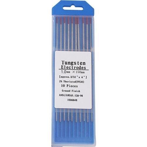 10 Pieces WT20 1.0mm Red Tip Welding Tungsten Electrode With 2% Thoriated