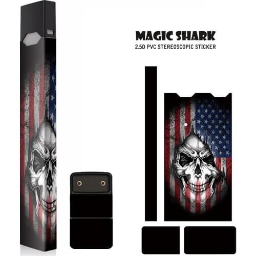 2021 High Quality USA Flag Skull Bumpy Sticker PVC for Juul Skin Sticker for Juul E Electronic Cigarette