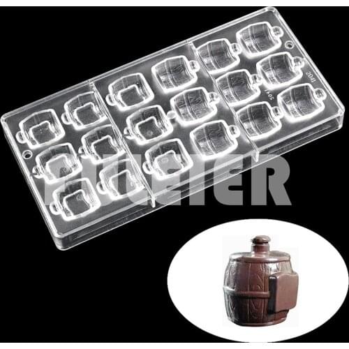 3D Wine barrel Shaped Polycarbonate Chocolate Mold BonBon Candy Mould Confectionery Tool Bakeware