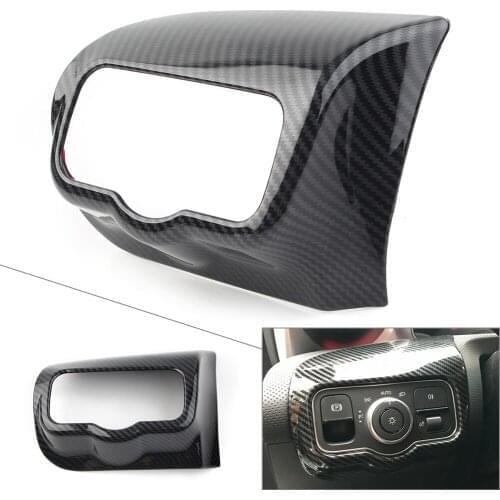 ABS Car Headlight Control Panel Decoration Trim Cover For 2019 Mercedes Benz W177 A-Class A180L A200L Carbon Fiber Styling