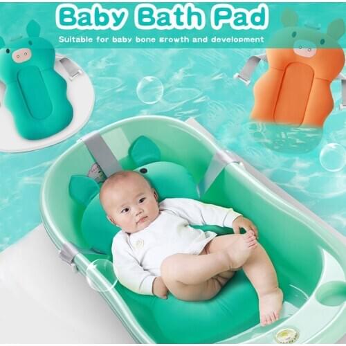 Baby Shower Bath Tub Pad Non-Slip Bathtub Seat Support Mat Newborn Safety Security Bath Support Cushion Foldable Soft Pillow