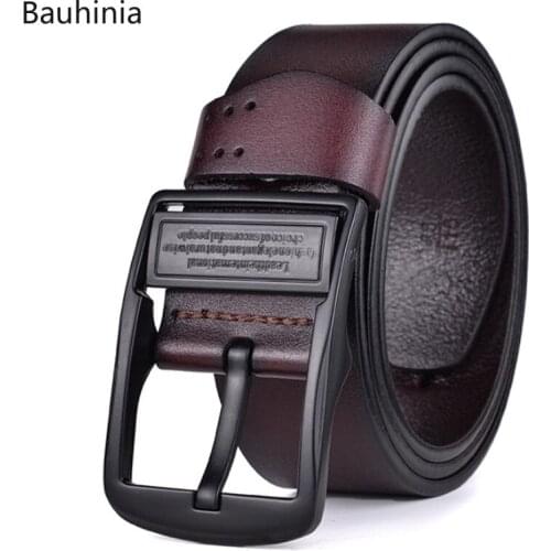 Bauhinia Mens 105-130cm High Quality Durable Pin Buckle Belt Retro Fashion Casual Jeans Genuine Leather Belt